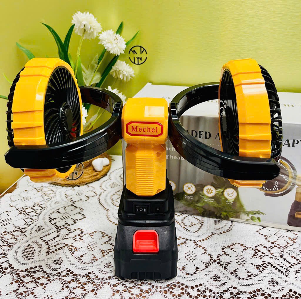 QUẠT TÍCH ĐIỆN ĐÔI DÙNG PIN MÁY KHOAN PHỔ THÔNG LOẠI XỊN CÓ LỖ CẮM SẠC TRỰC TIẾP (30)