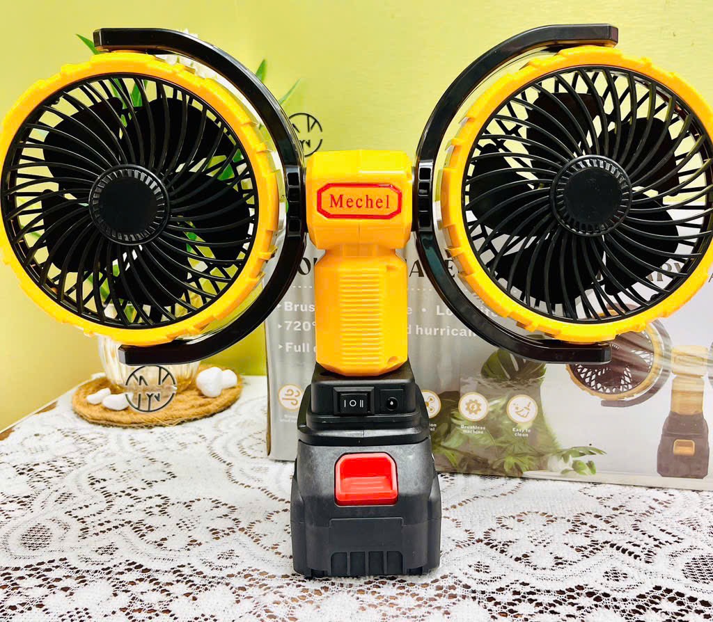 QUẠT TÍCH ĐIỆN ĐÔI DÙNG PIN MÁY KHOAN PHỔ THÔNG LOẠI XỊN CÓ LỖ CẮM SẠC TRỰC TIẾP (30)