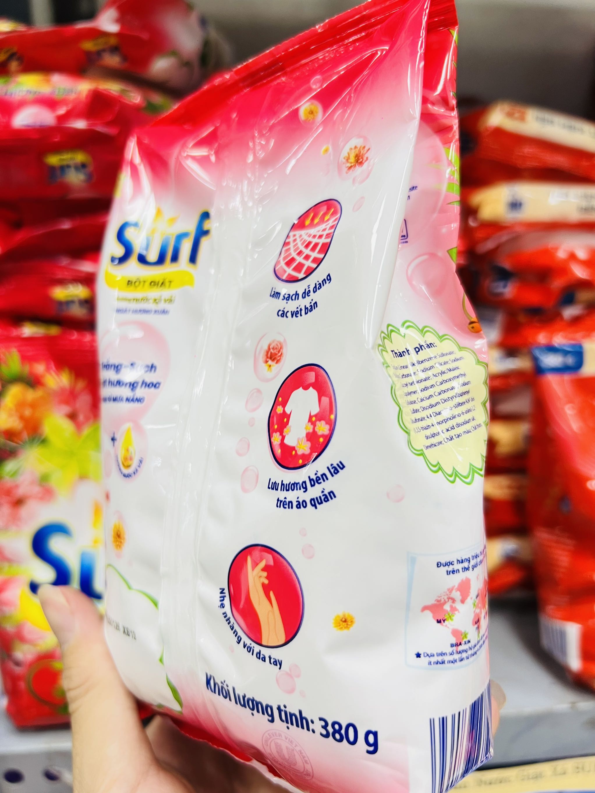 TÚI BỘT GIẶT SURF 380g HƯƠNG NƯỚC XẢ VẢI NGÁT HƯƠNG XUÂN (1)