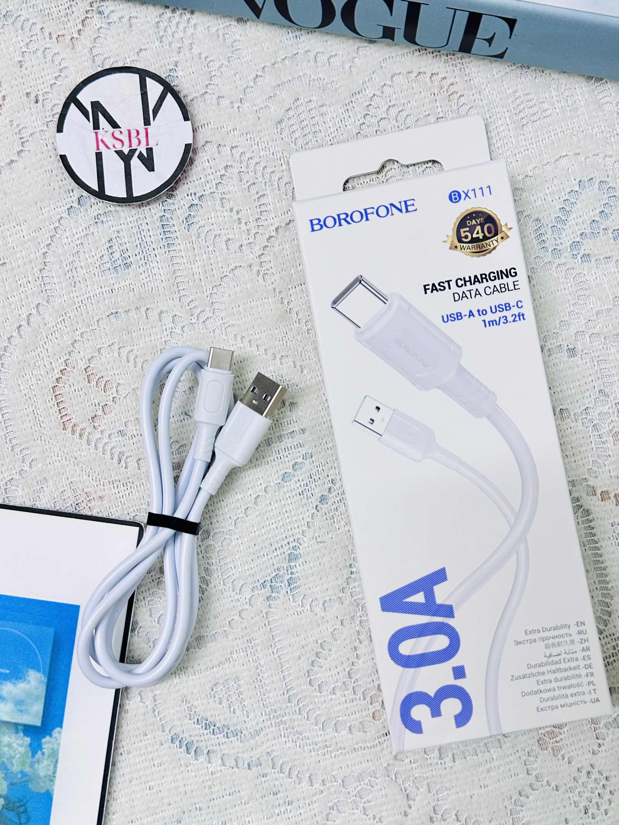 Cáp sạc nhanh 3A BOROFONE BX111 cáp usb ra Type C chính hãng Loại 1 (2)