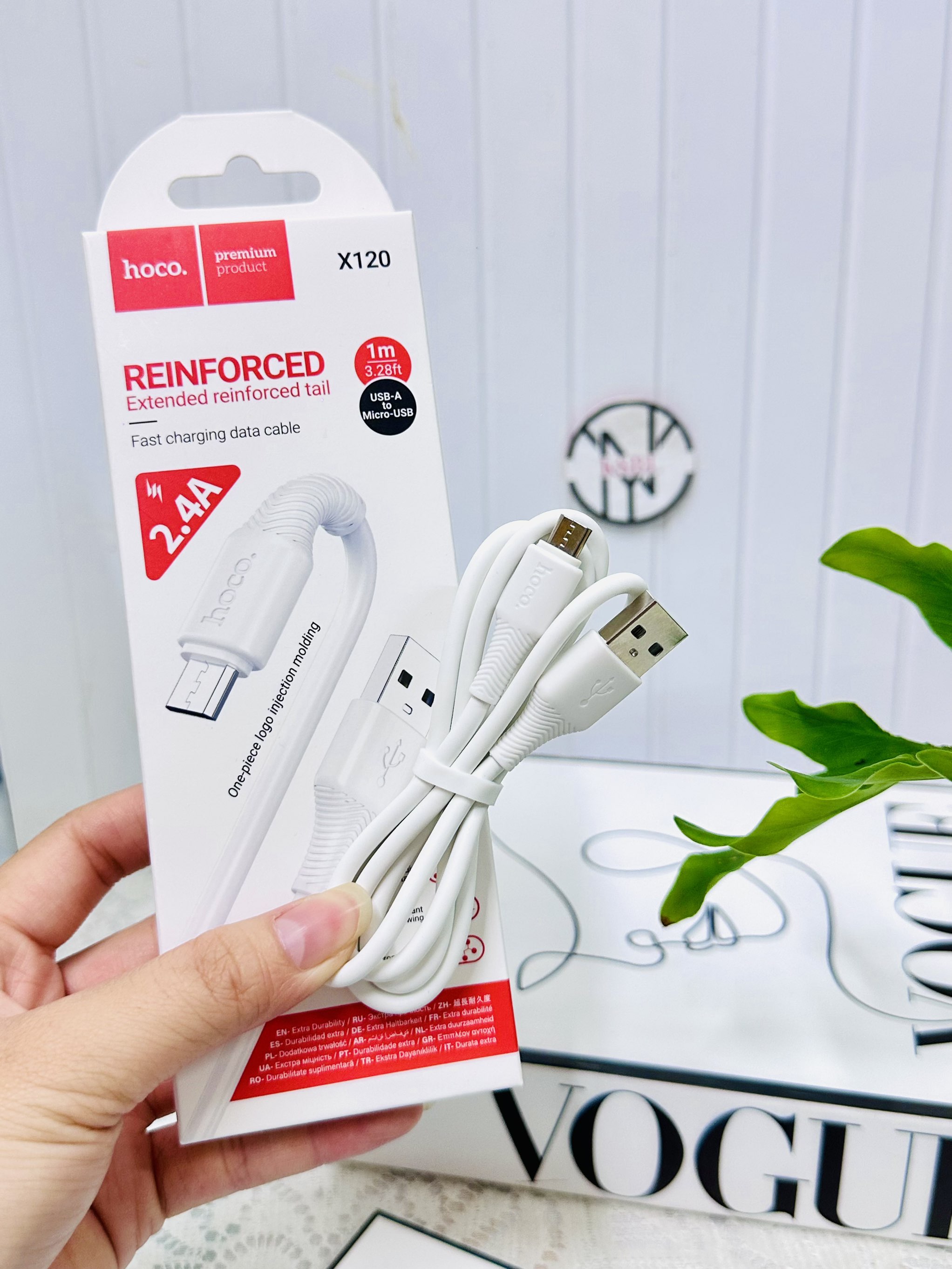 Cáp sạc nhanh 2.4A HOCO X120 Micro cáp usb ra Micro dây nhựa dài 1m chính hãng (1)