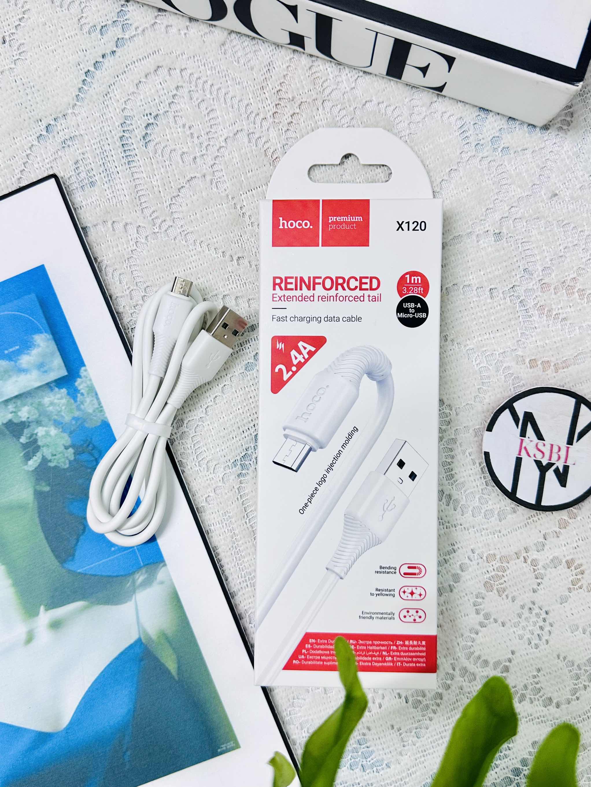 Cáp sạc nhanh 2.4A HOCO X120 Micro cáp usb ra Micro dây nhựa dài 1m chính hãng (1)