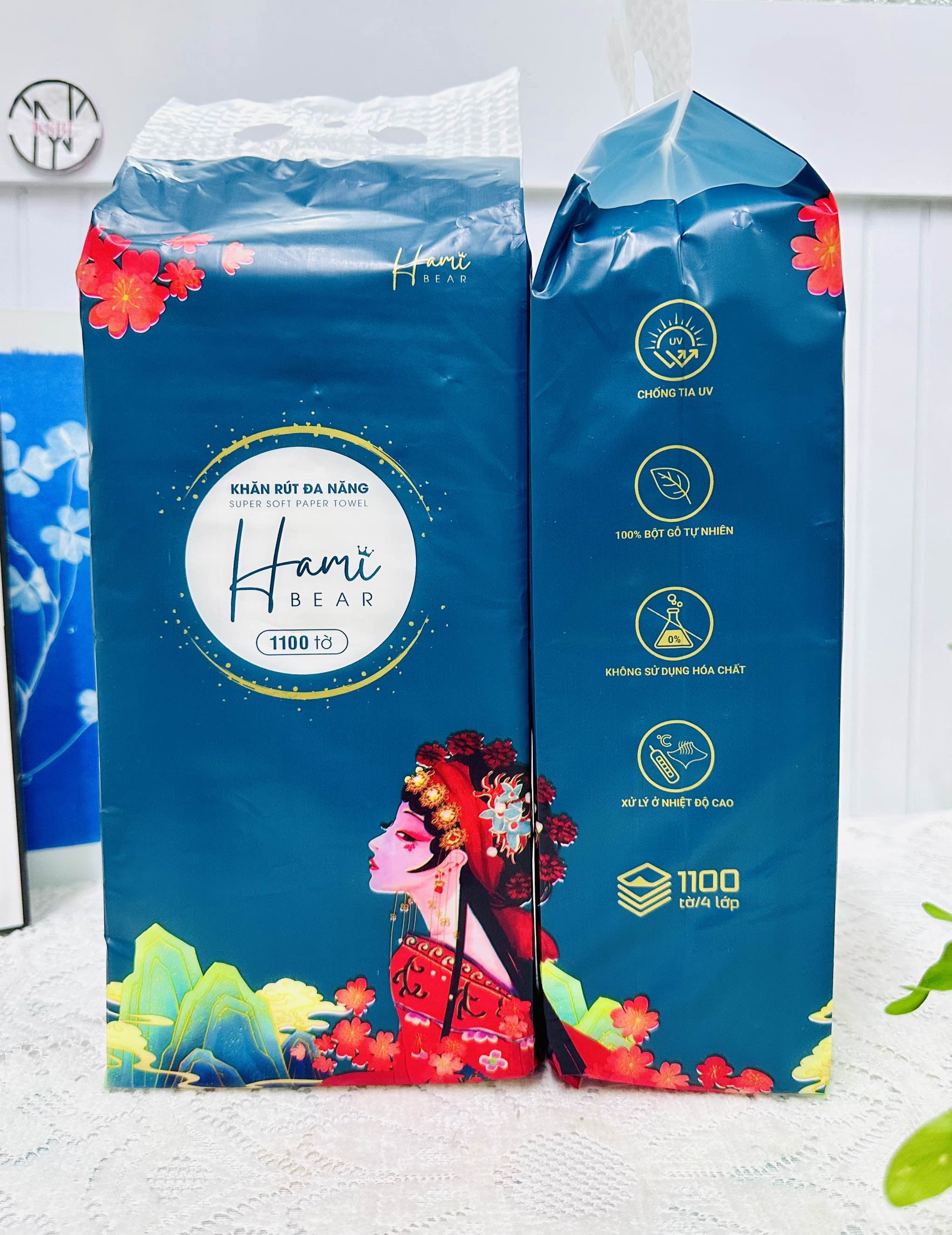 BỊCH KHĂN GIẤY RÚT 1100 TỜ HAMI MẪU CÔ GÁI CHÍNH HÃNG (1)
