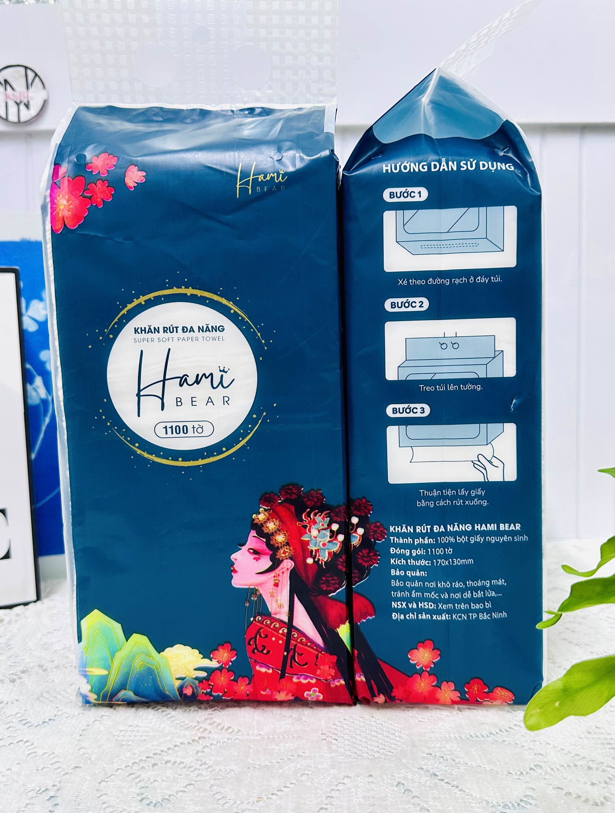 BỊCH KHĂN GIẤY RÚT 1100 TỜ HAMI MẪU CÔ GÁI CHÍNH HÃNG (1)