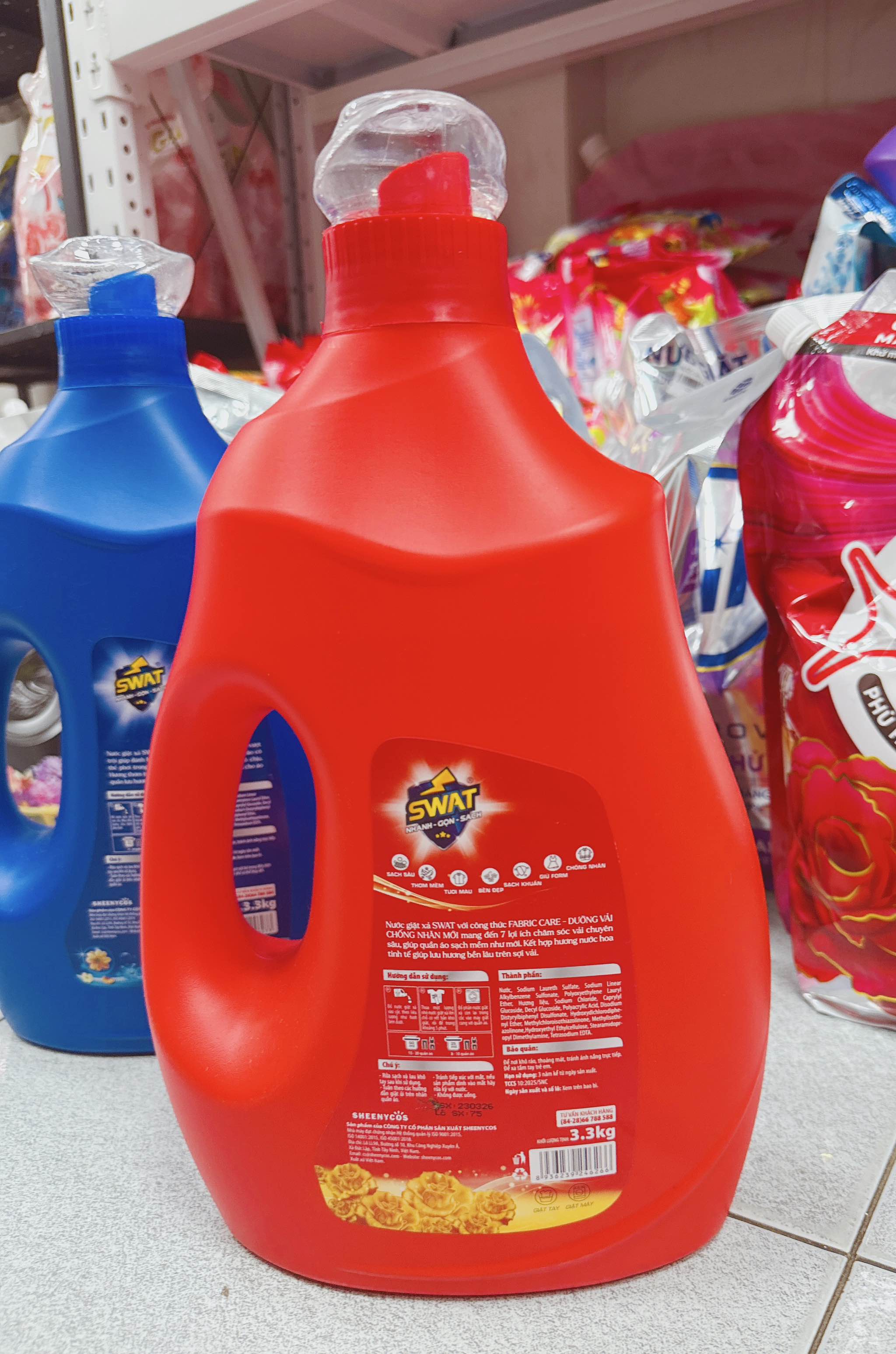 CAN NƯỚC GIẶT XẢ SWAT 3,3Kg (Dưỡng Vải Chống Nhăn, Phơi Trong Nhà)