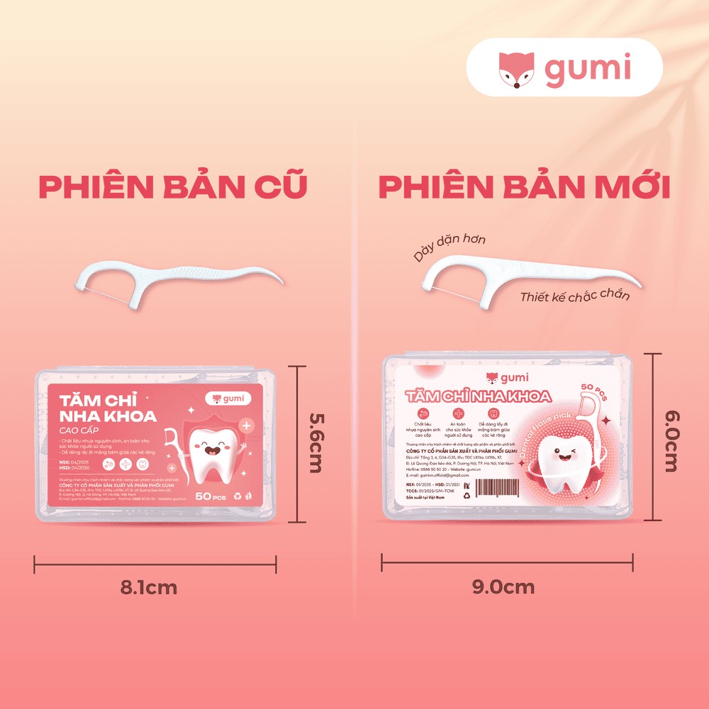 KM Hộp 50 Tăm Chỉ Nha Khoa GUMI ( MUA 3 TẶNG 1)