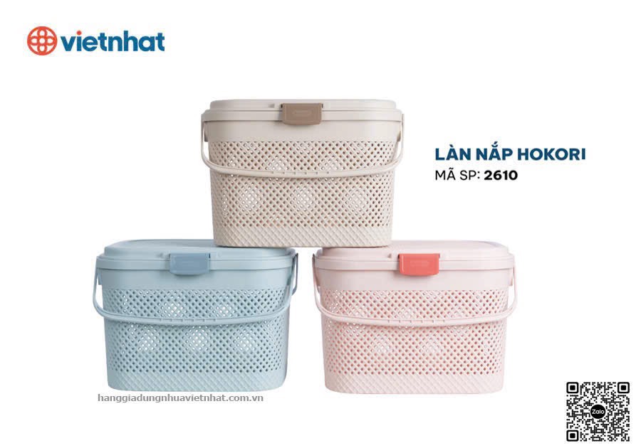 SỌT GIỎ RỔ CÓ 1 NẮP ĐẬY HOKORI 2610 (7) (32x43x30cm)