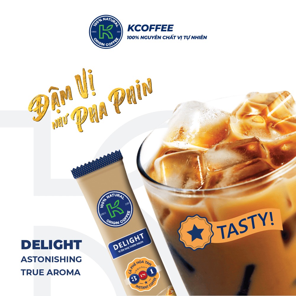 HỘP 15 GÓI CAFE SỮA K DELIGHT 255g CHÍNH HÃNG (date 9/8 giảm 30%)