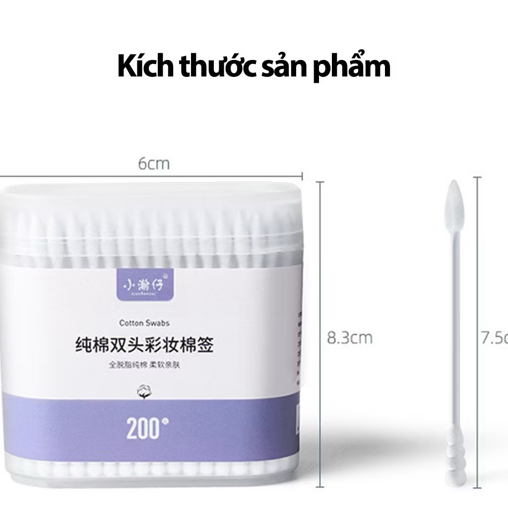 Hộp 200 tăm bông hai đầu 97G mẫu đầu vừa tiện dụng (1)