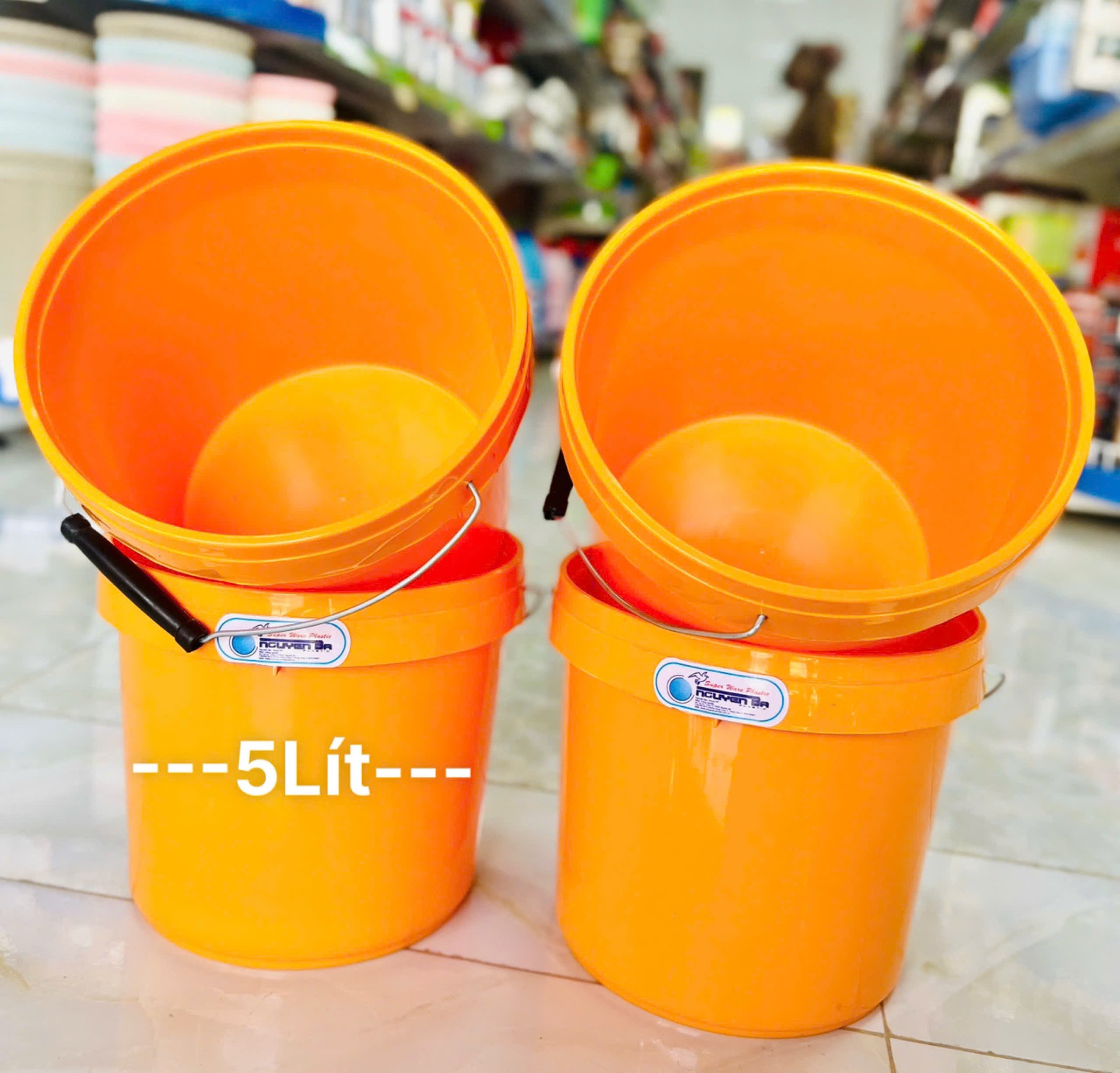 Thùng Bê, Xô Nhựa Vàng 5L Nguyên Ba , Dầy Nặng (2)