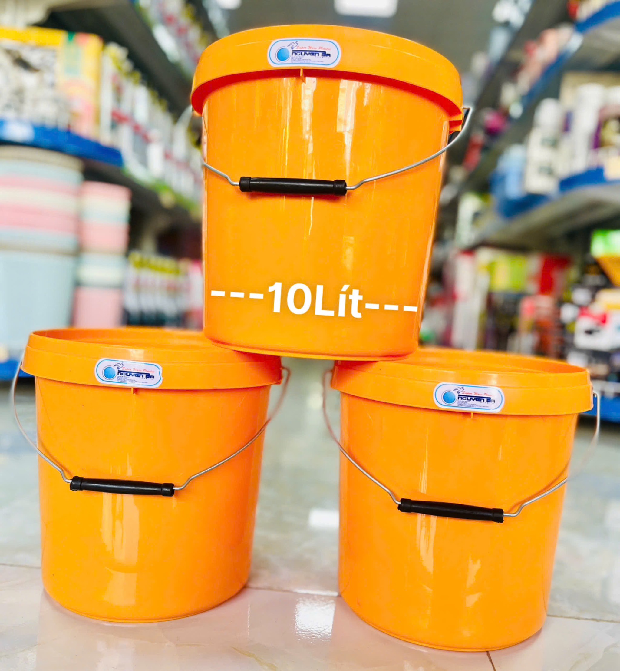 Thùng Bê, Xô Nhựa Vàng 10L Nguyên Ba , Dầy Nặng (3)