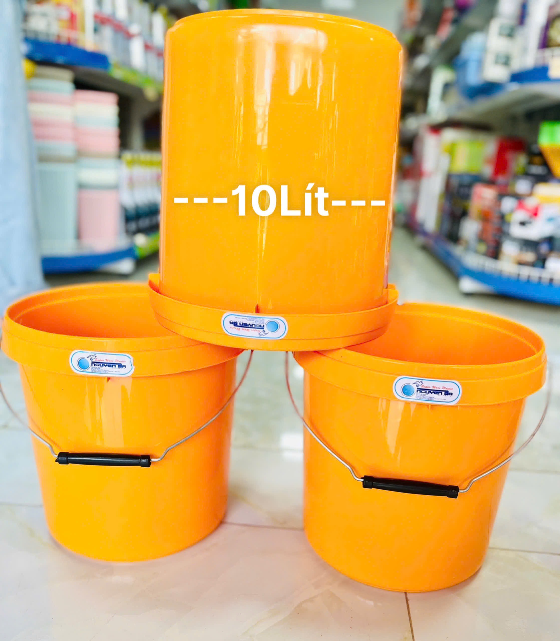 Thùng Bê, Xô Nhựa Vàng 10L Nguyên Ba , Dầy Nặng (3)