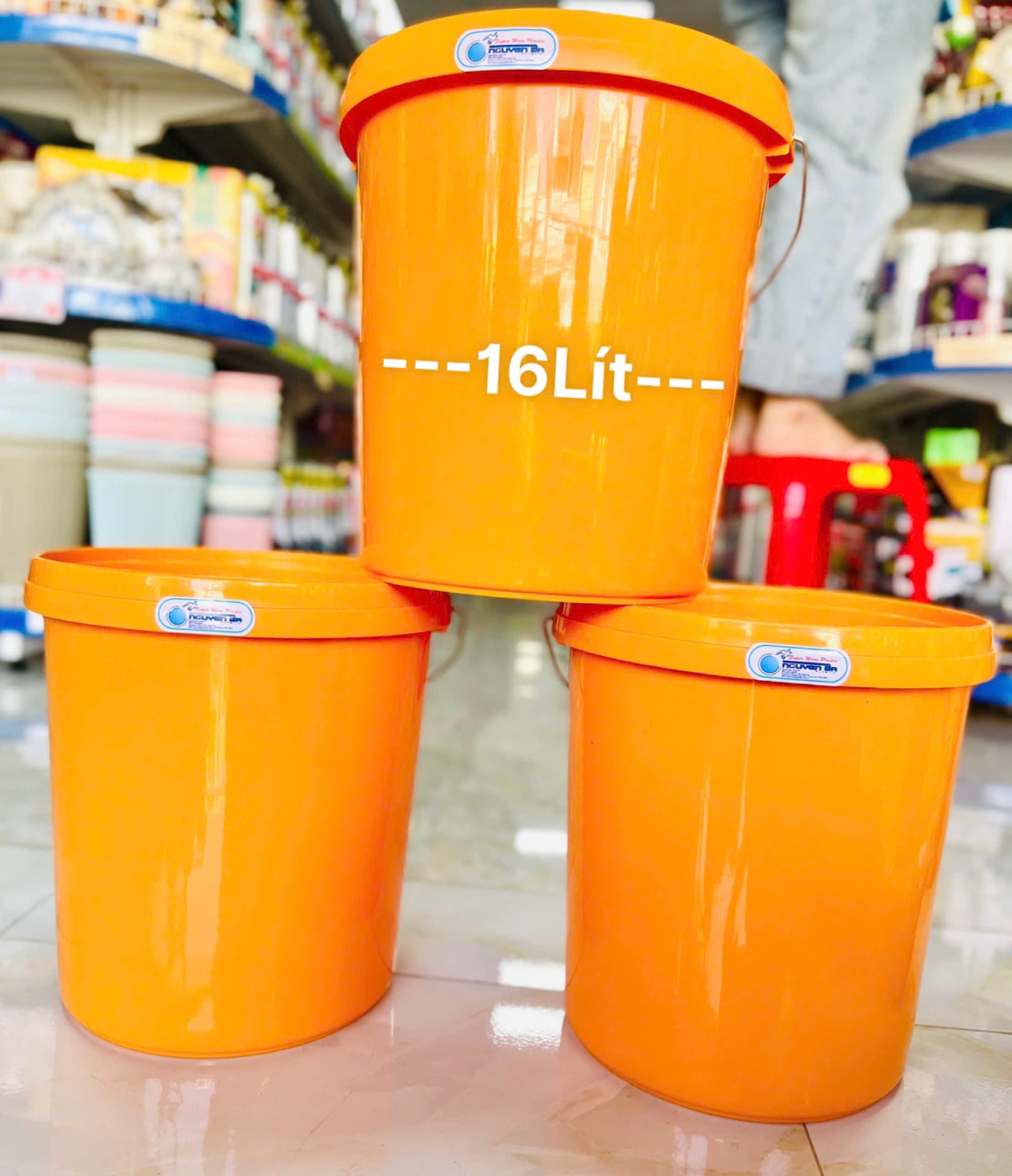 Thùng Bê, Xô Nhựa Vàng 16L Nguyên Ba , Dầy Nặng (5)