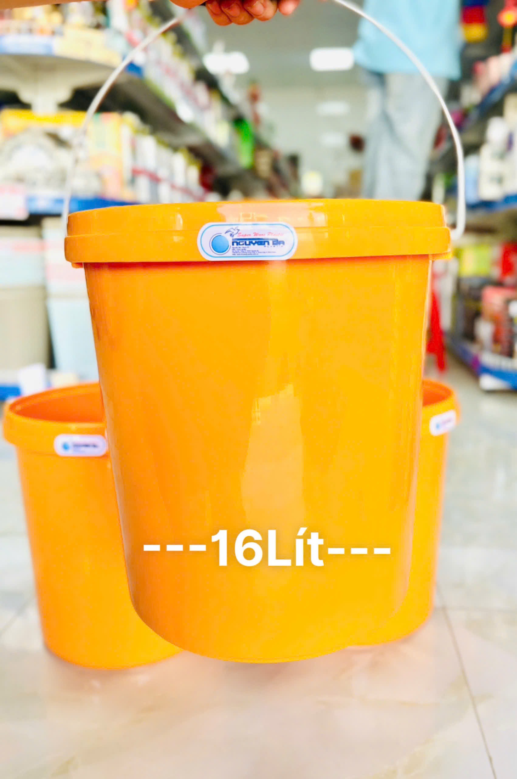 Thùng Bê, Xô Nhựa Vàng 16L Nguyên Ba , Dầy Nặng (5)