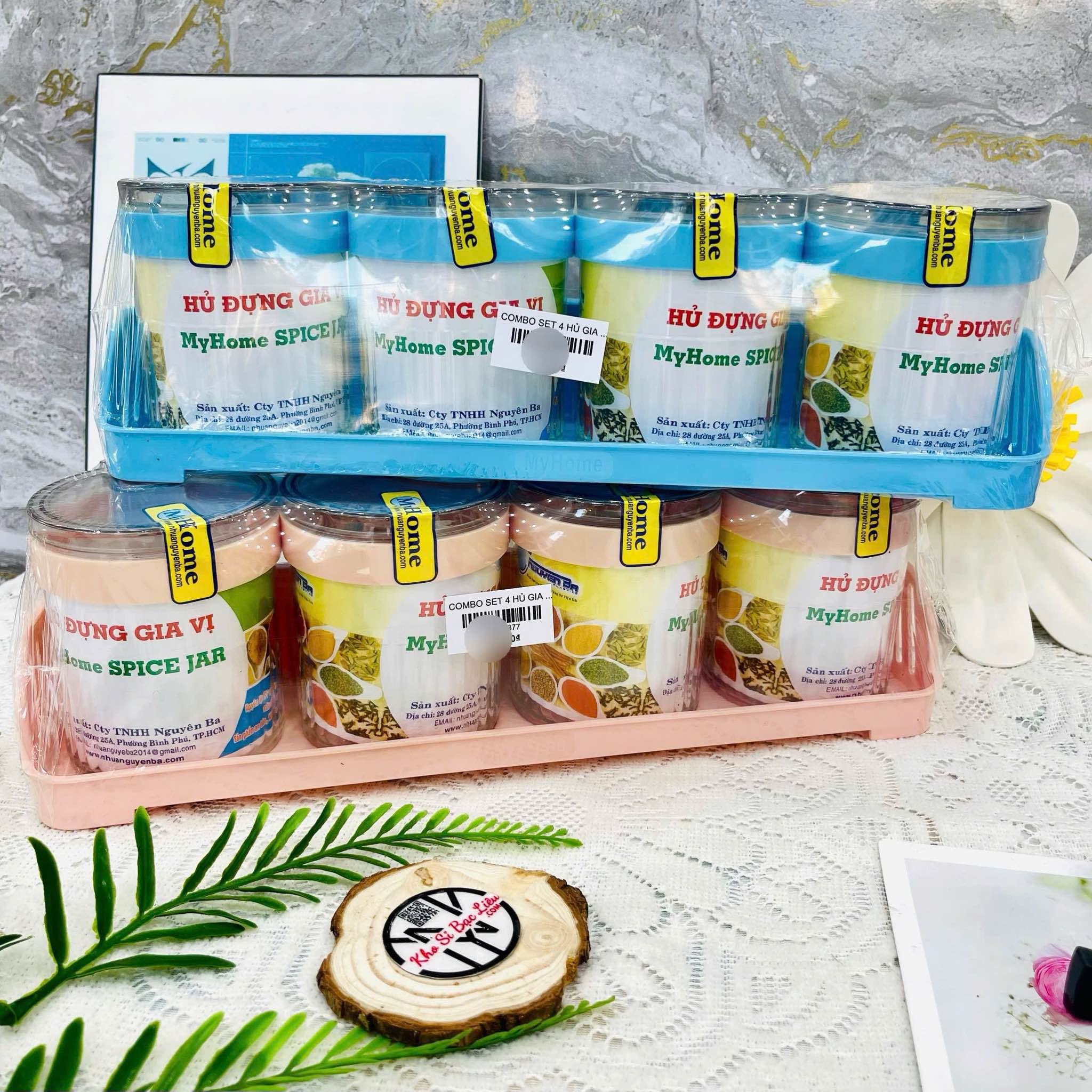 COMBO SET 4 HỦ GIA VỊ MYHOME , DÁN TƯỜNG ĐƯỢC (3)
