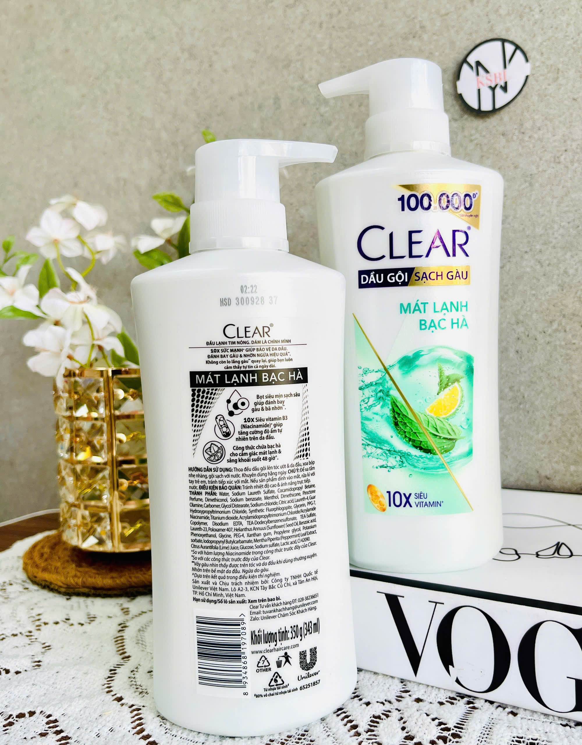 CHAI DẦU GỘI CLEAR 350g BẠC HÀ 10X MÁT LẠNH (5)