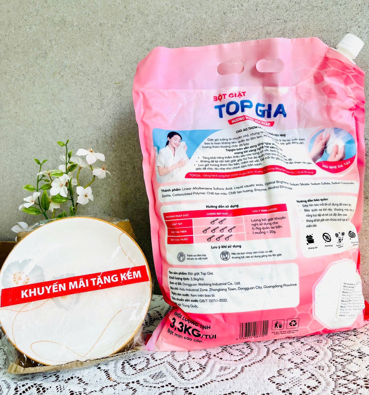 KM TÚI BỘT GIẶT 3.3kg TOPGIA CHÍNH HÃNG TẶNG 1 DĨA 00078 (10)