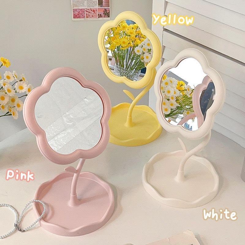 Gương Trang Điểm Mini Để Bàn Hình Bông Hoa (NHỎ)