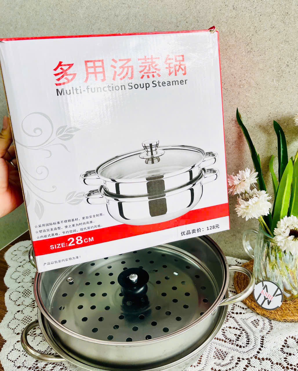 Nồi Hấp 2 Tầng inox Size 28cm Full Box (4) '