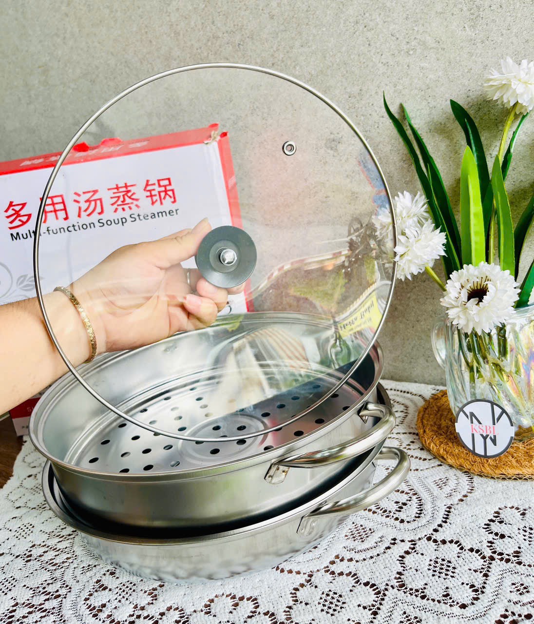 Nồi Hấp 2 Tầng inox Size 28cm Full Box (4) '