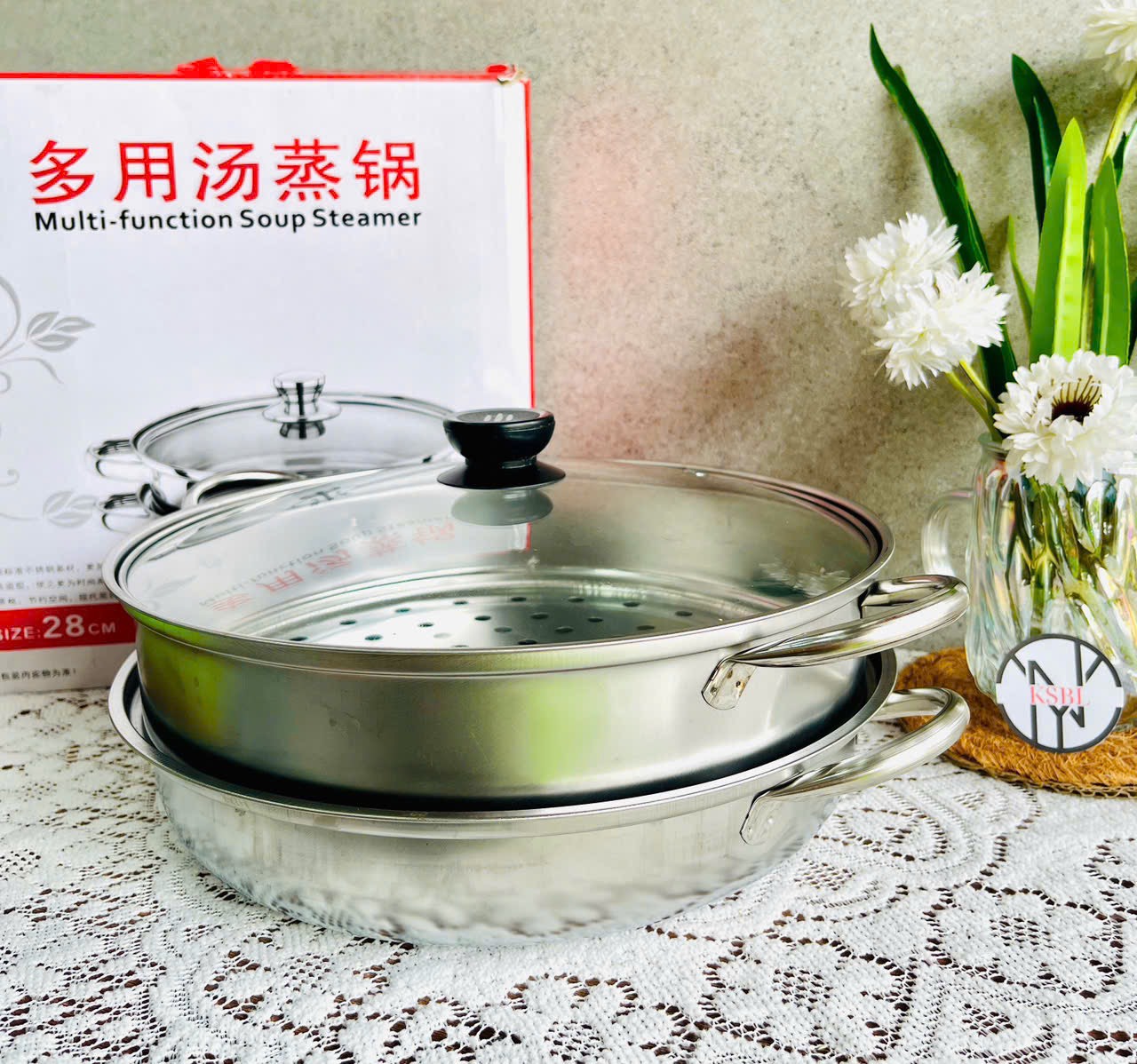 Nồi Hấp 2 Tầng inox Size 28cm Full Box (4) '