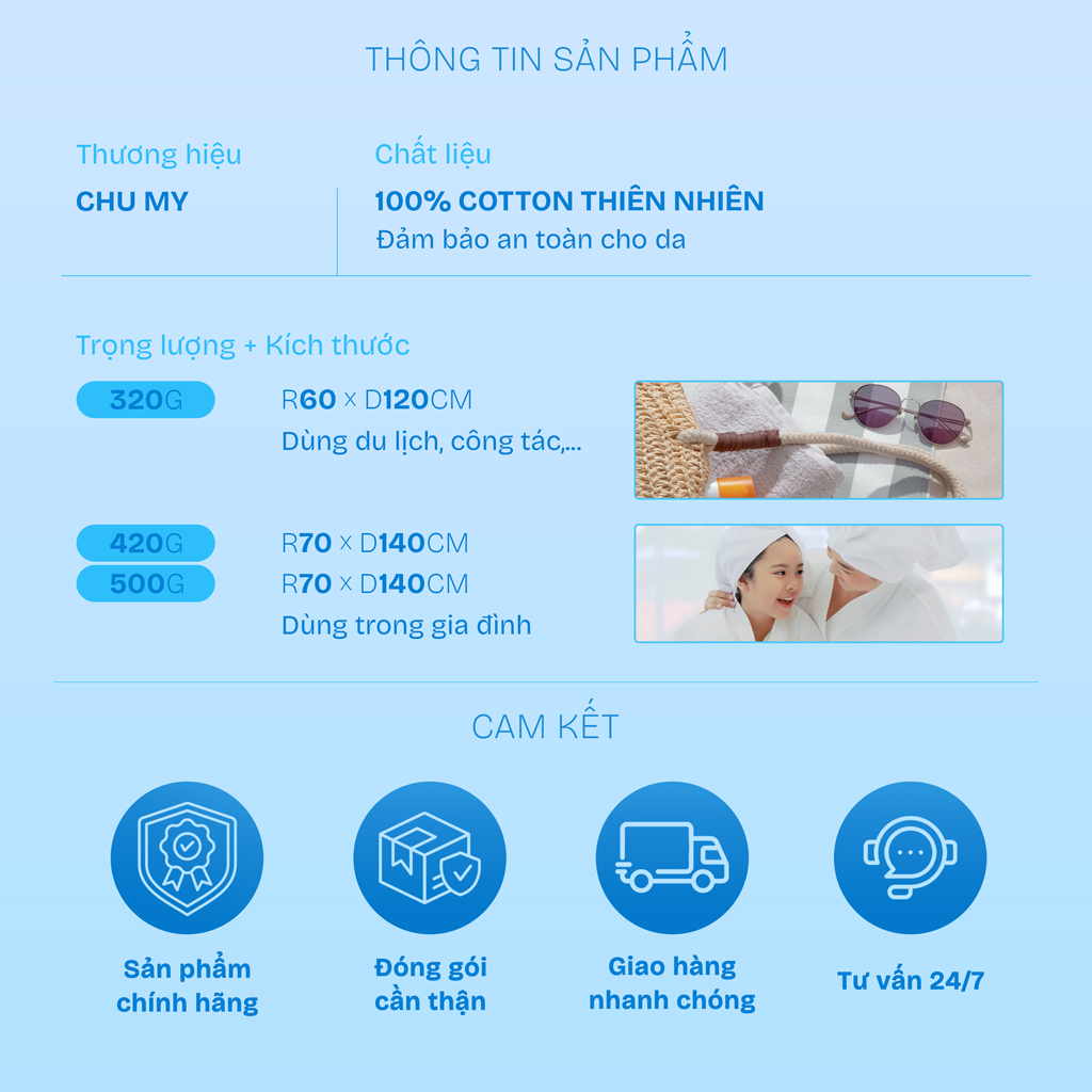 Sản phẩm khăn tắm CHU MY chính hãng cung cấp sỉ cho dự án khách sạn