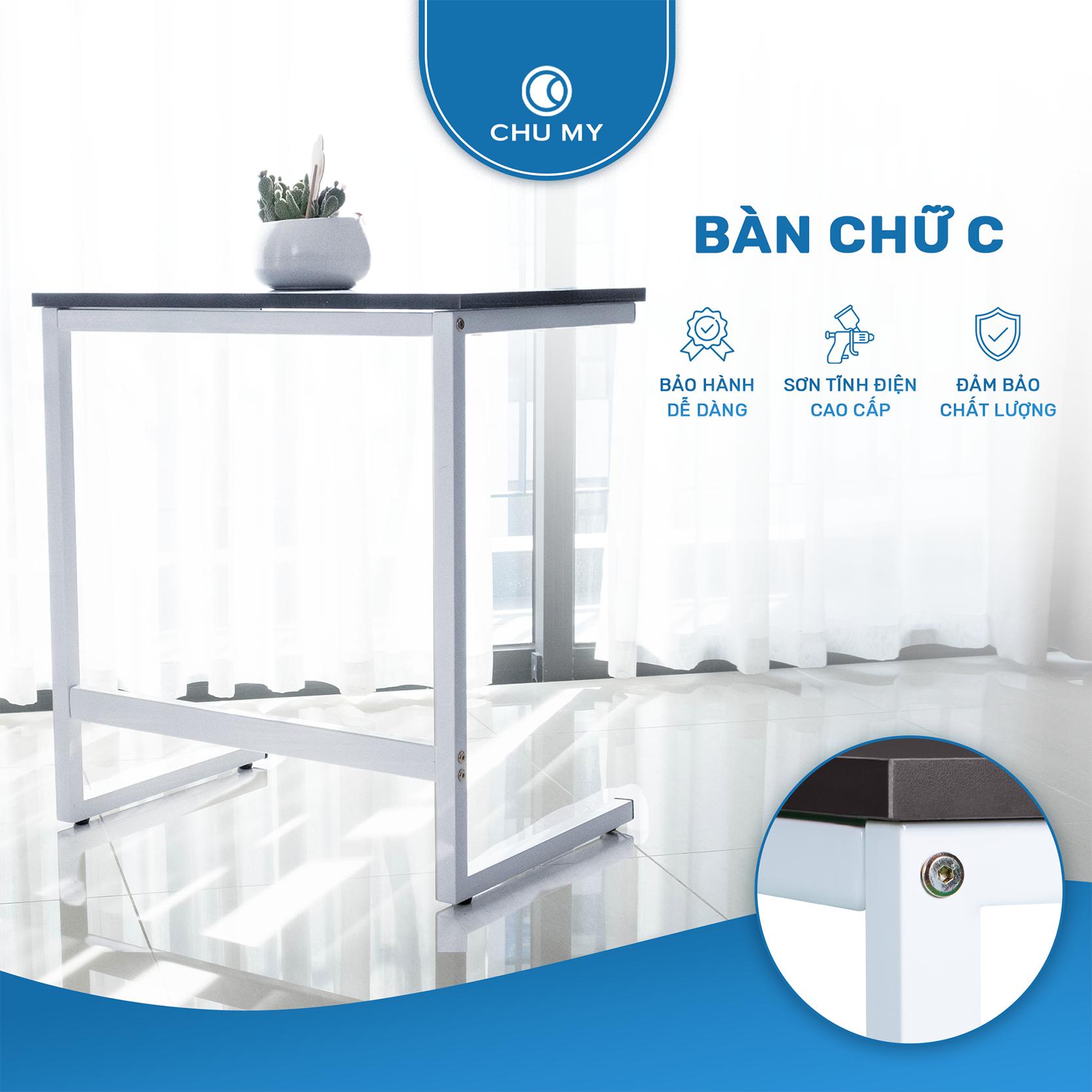 Bàn góc chữ C CHU MY chân sắt, thiết kế hiện đại, đa năng - Hình ảnh 2