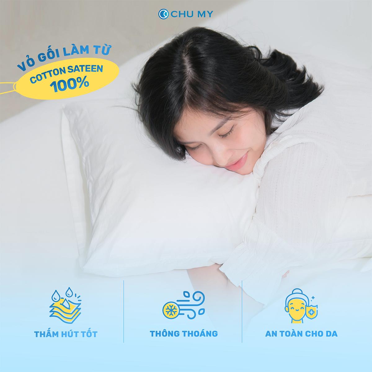 Vỏ Gối T400 Khách Sạn Chu My (100% Cotton Satin) - Bóng Mượt & Đẳng Cấp - Hình ảnh 3