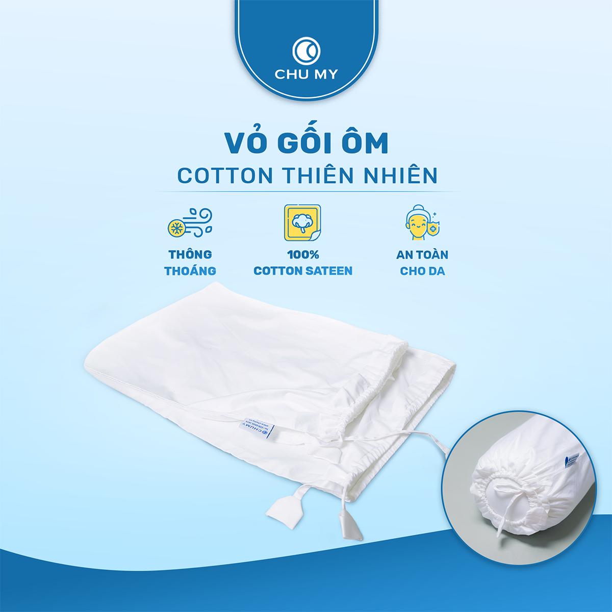 Vỏ Gối Ôm Cotton Khách Sạn 5 Sao D40x100cm | CHU MY - Hình ảnh 1