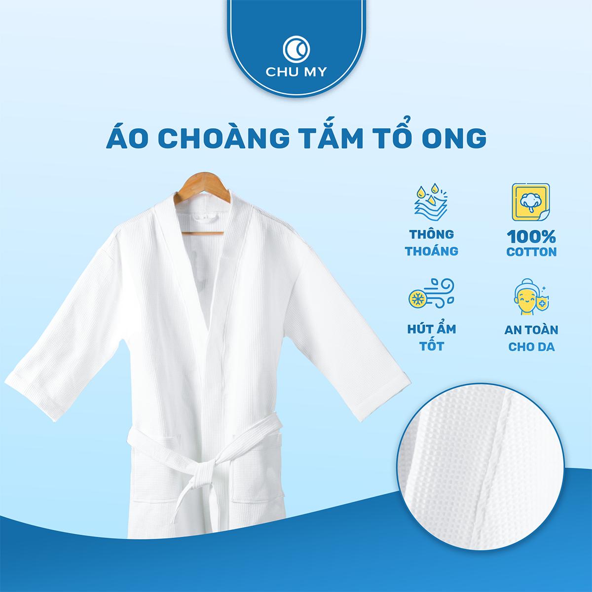 Áo Choàng Tắm Khách Sạn 5 Sao Cotton Tổ Ong - Hình ảnh 1