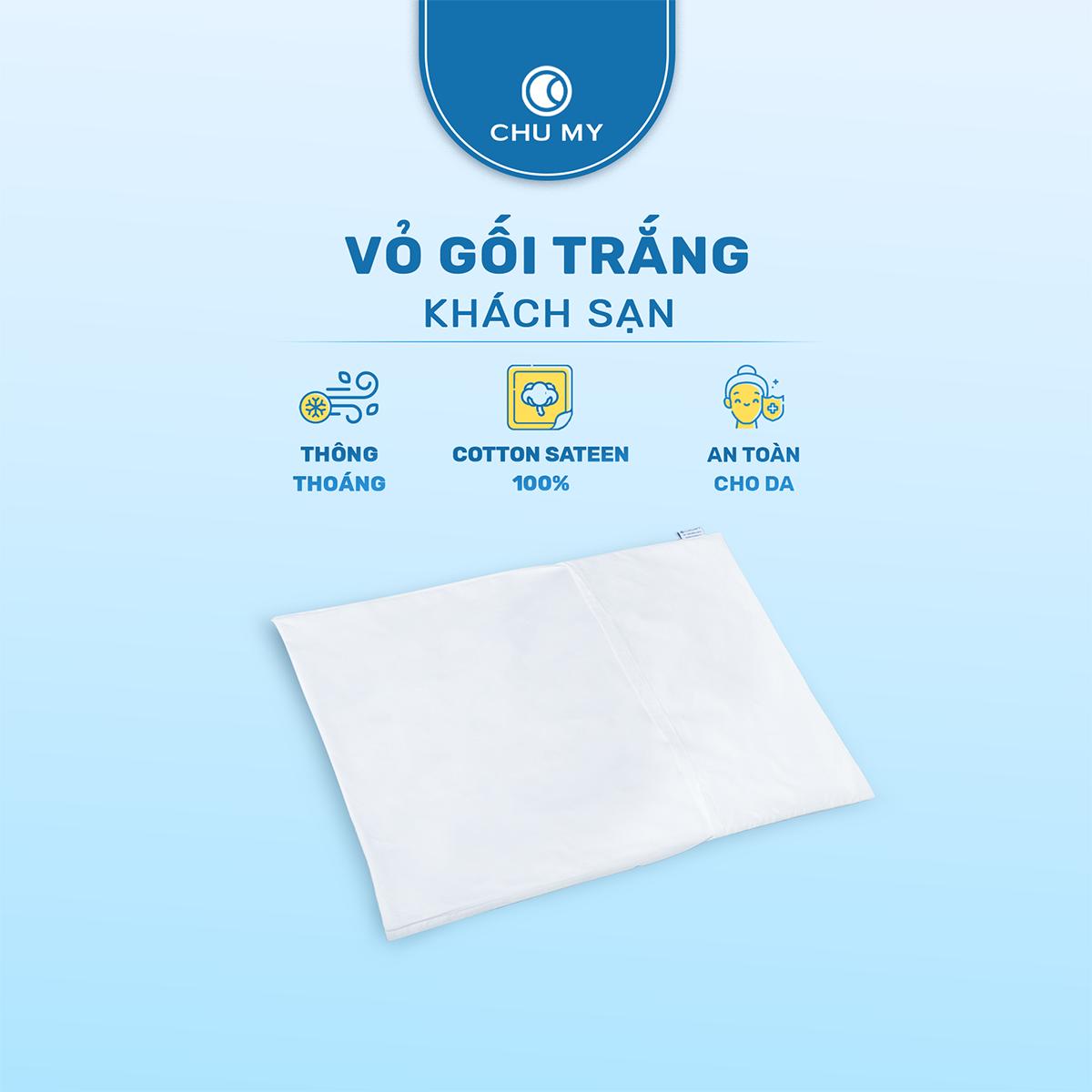 Vỏ Gối T400 Khách Sạn Chu My (100% Cotton Satin) - Bóng Mượt & Đẳng Cấp - Hình ảnh 1