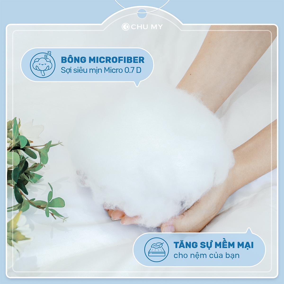 Nệm Topper Microfiber 7–10cm, Cotton T233, dây chun 4 góc (1m–2m2) | CHU MY - Hình ảnh 3