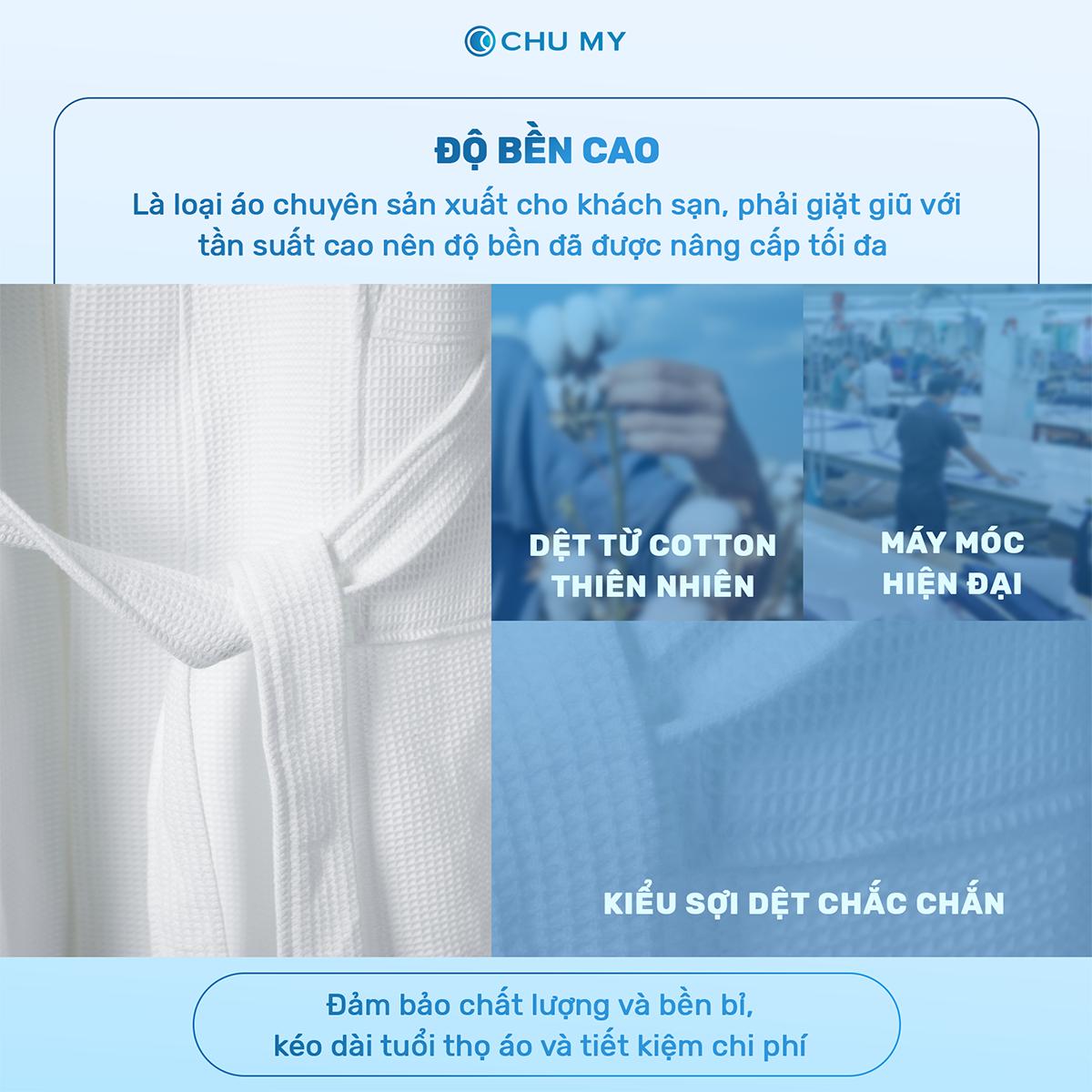Áo Choàng Tắm Khách Sạn 5 Sao Cotton Tổ Ong - Hình ảnh 7