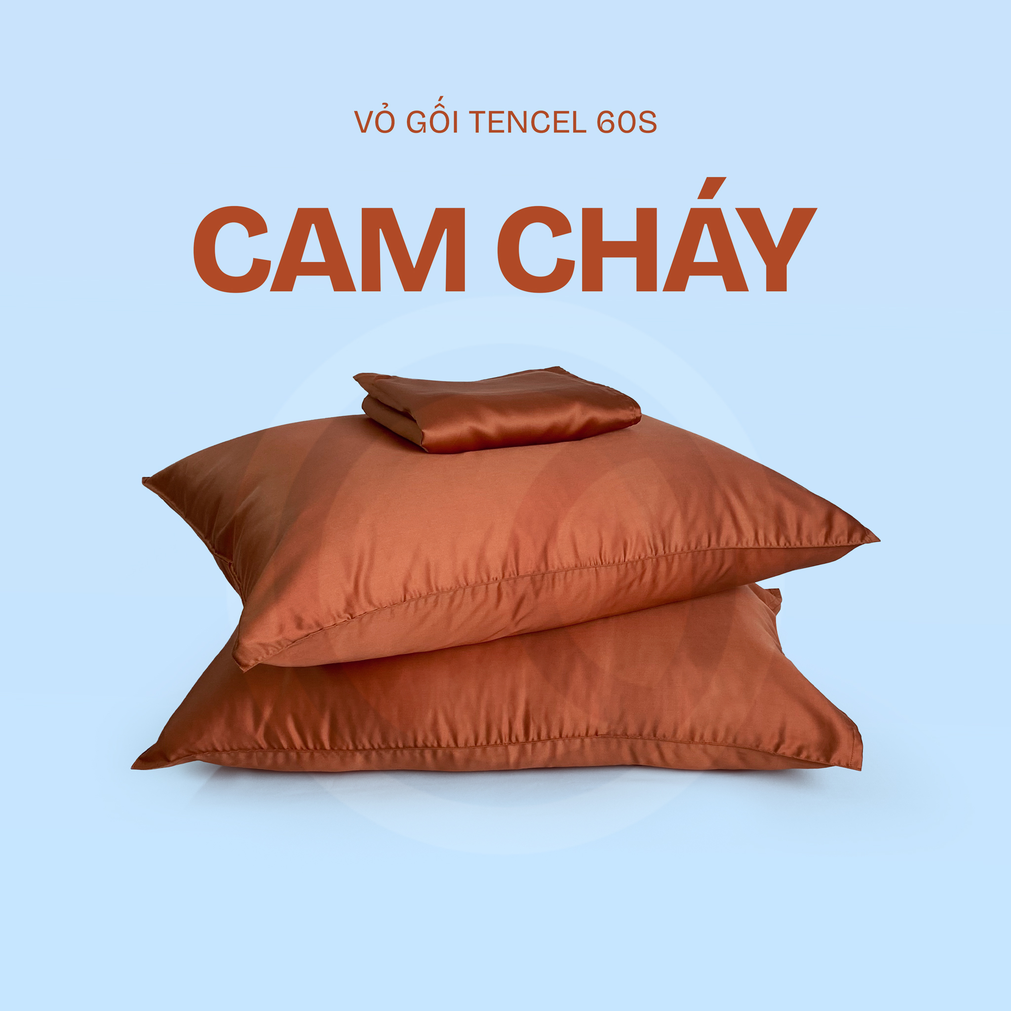 Vỏ gối Tencel 60s CHU MY - Cam Cháy - TS-178 - Hình ảnh 1
