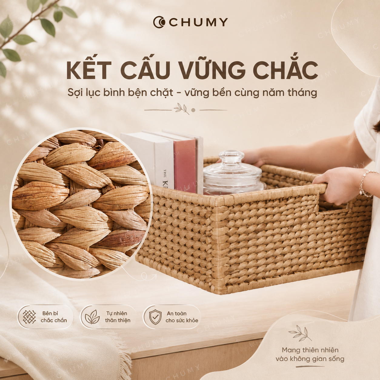 Khay Lục Bình Tự Nhiên Đựng Đồ Decor Bền Đẹp, Đa Năng - Hình ảnh 6