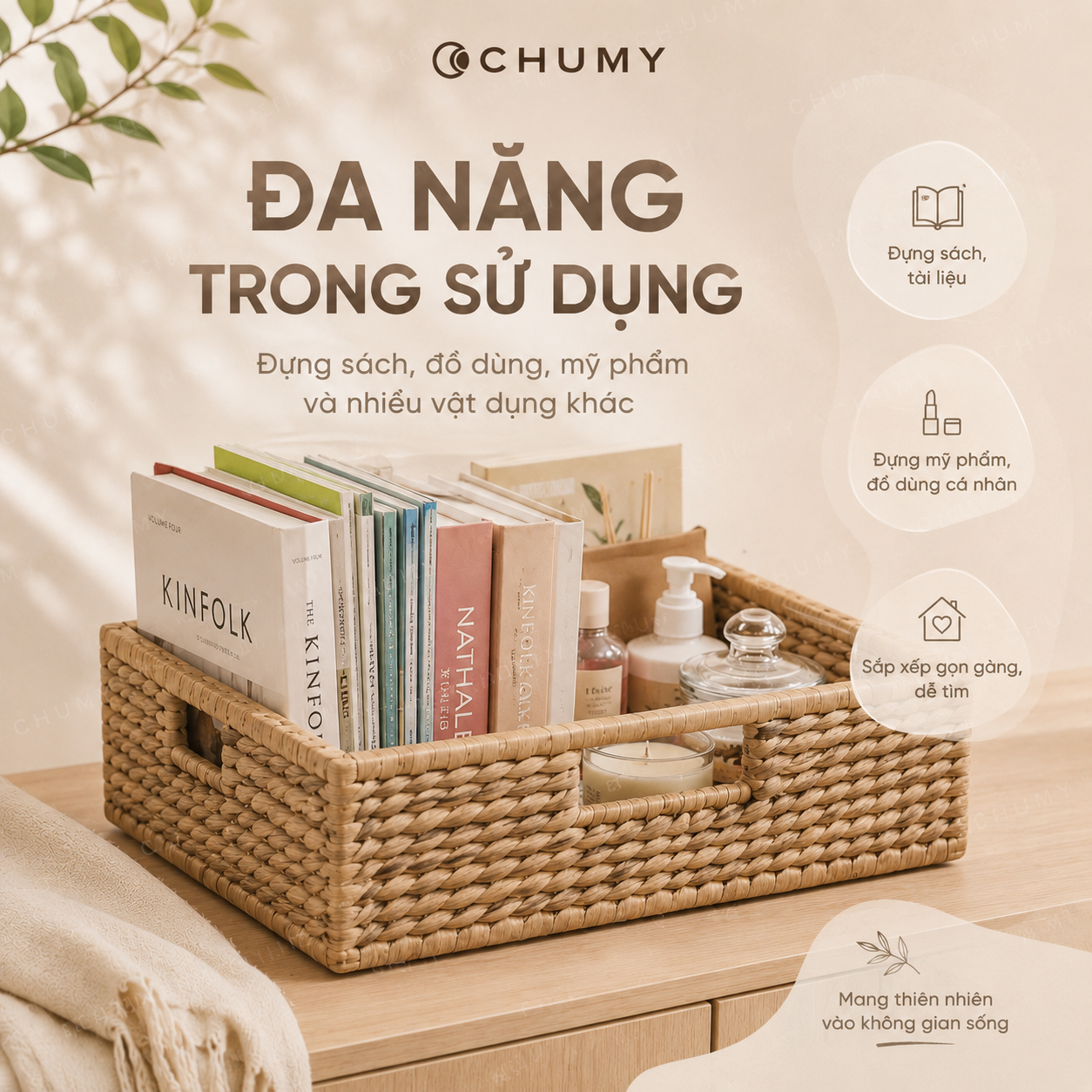 Khay Lục Bình Tự Nhiên Đựng Đồ Decor Bền Đẹp, Đa Năng - Hình ảnh 4