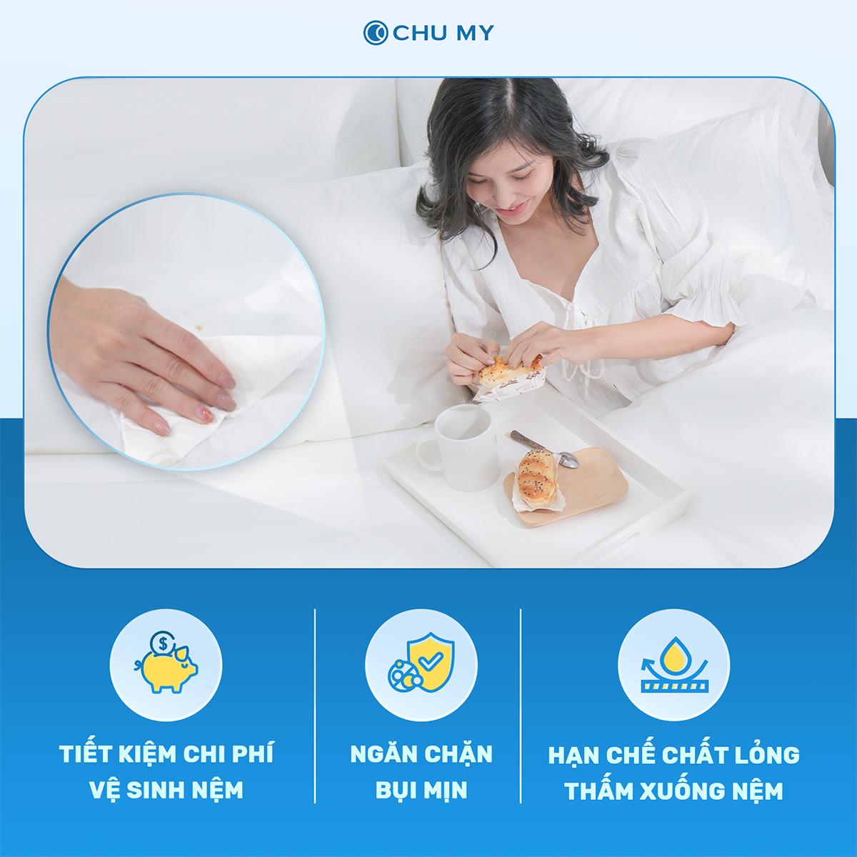 Tấm bảo vệ đệm cao cấp 3 lớp chần bông ô vuông - Ngăn nước bụi bẩn - Giữ sạch nệm - Hình ảnh 4