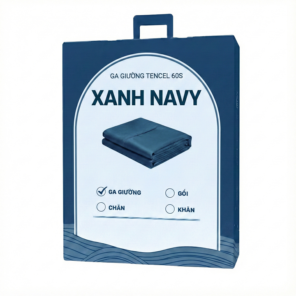 Ga giường Tencel 60s CHU MY - Màu Xanh Navy - TS-125 - Hình ảnh 1
