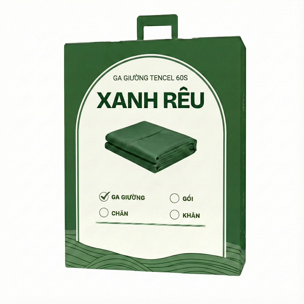 Ga giường Tencel 60s CHU MY - Xanh Rêu - TS-91 - Hình ảnh 1