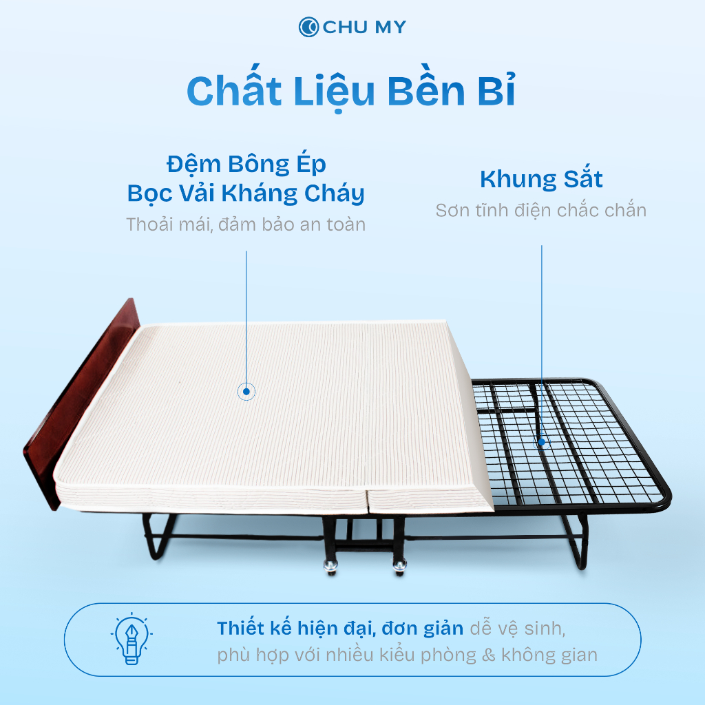 Giường Phụ Khách Sạn CHU MY - Extra Bed Xếp Gọn 1mx2m - Hình ảnh 2