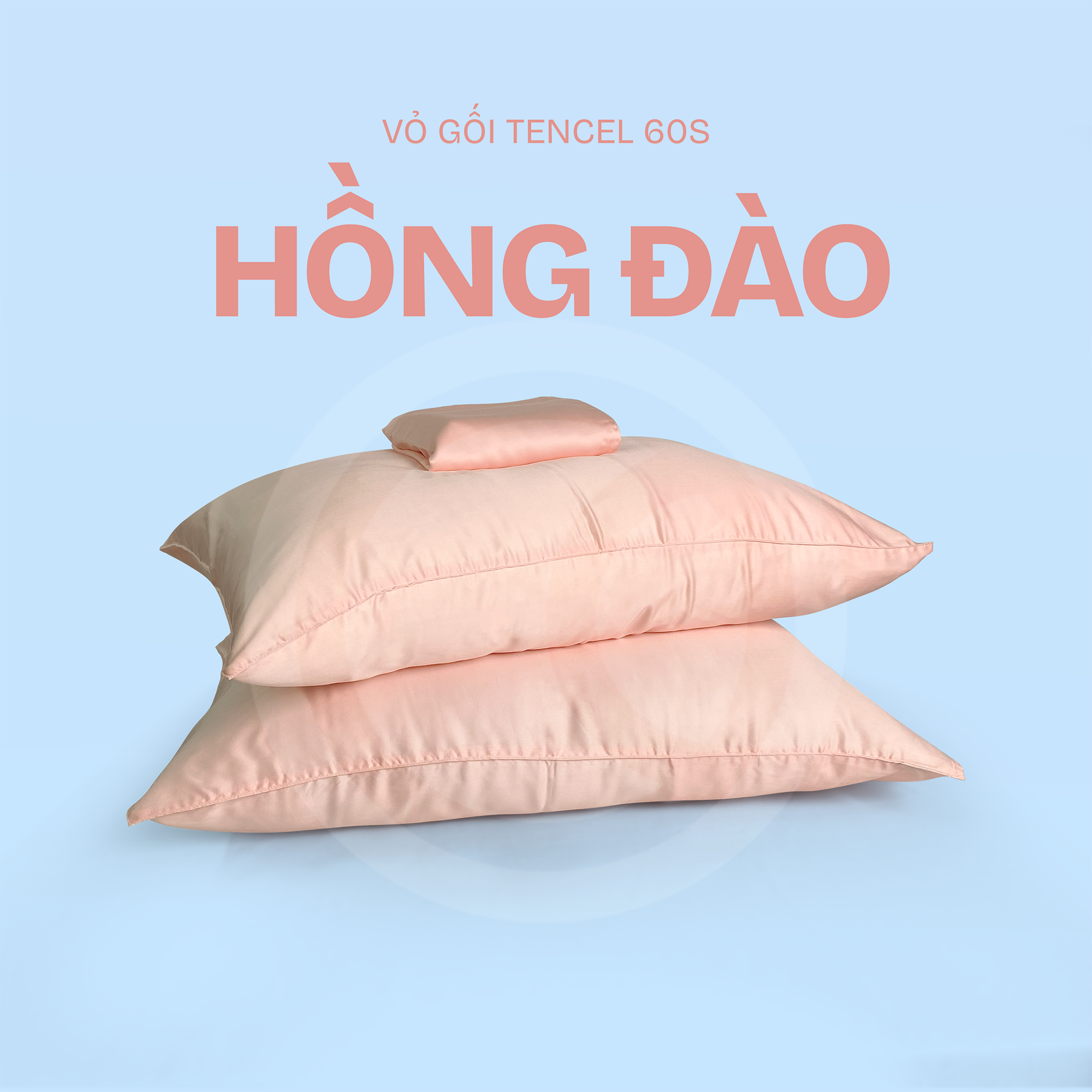 Vỏ gối Tencel 60s CHU MY - Hồng Đào - TS-186 - Hình ảnh 1