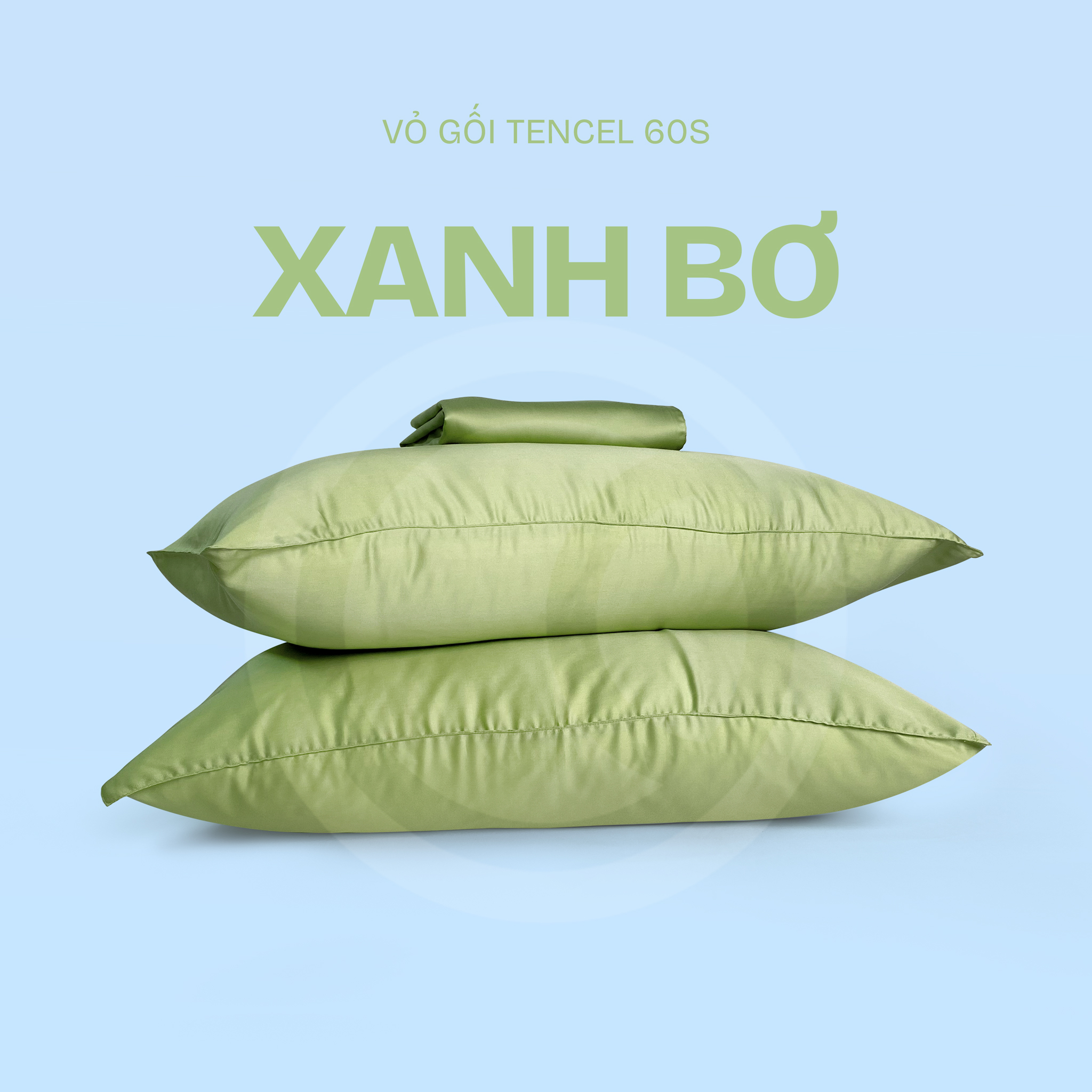 Vỏ gối Tencel 60s CHU MY - Xanh Bơ - TS-82 - Hình ảnh 1
