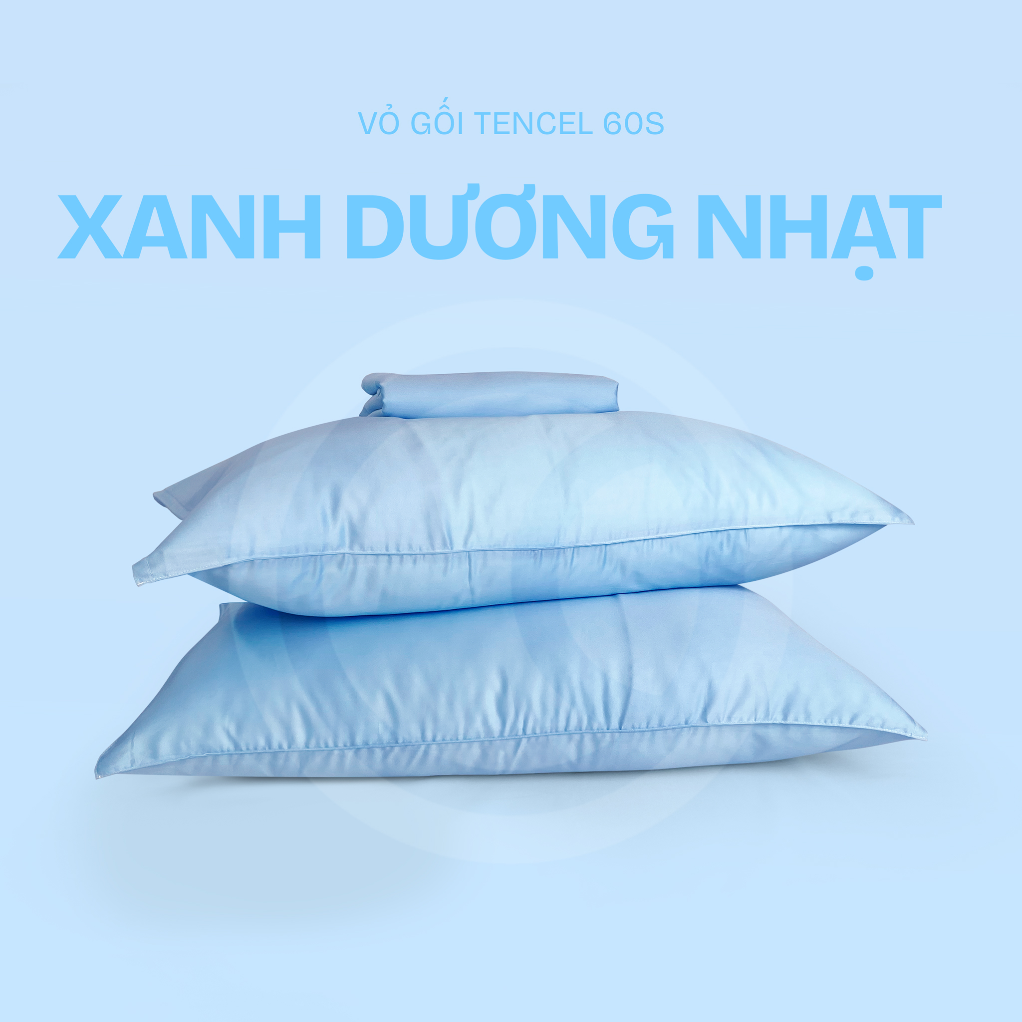Vỏ gối Tencel 60s CHU MY - Xanh Dương Nhạt - TS-117 - Hình ảnh 1