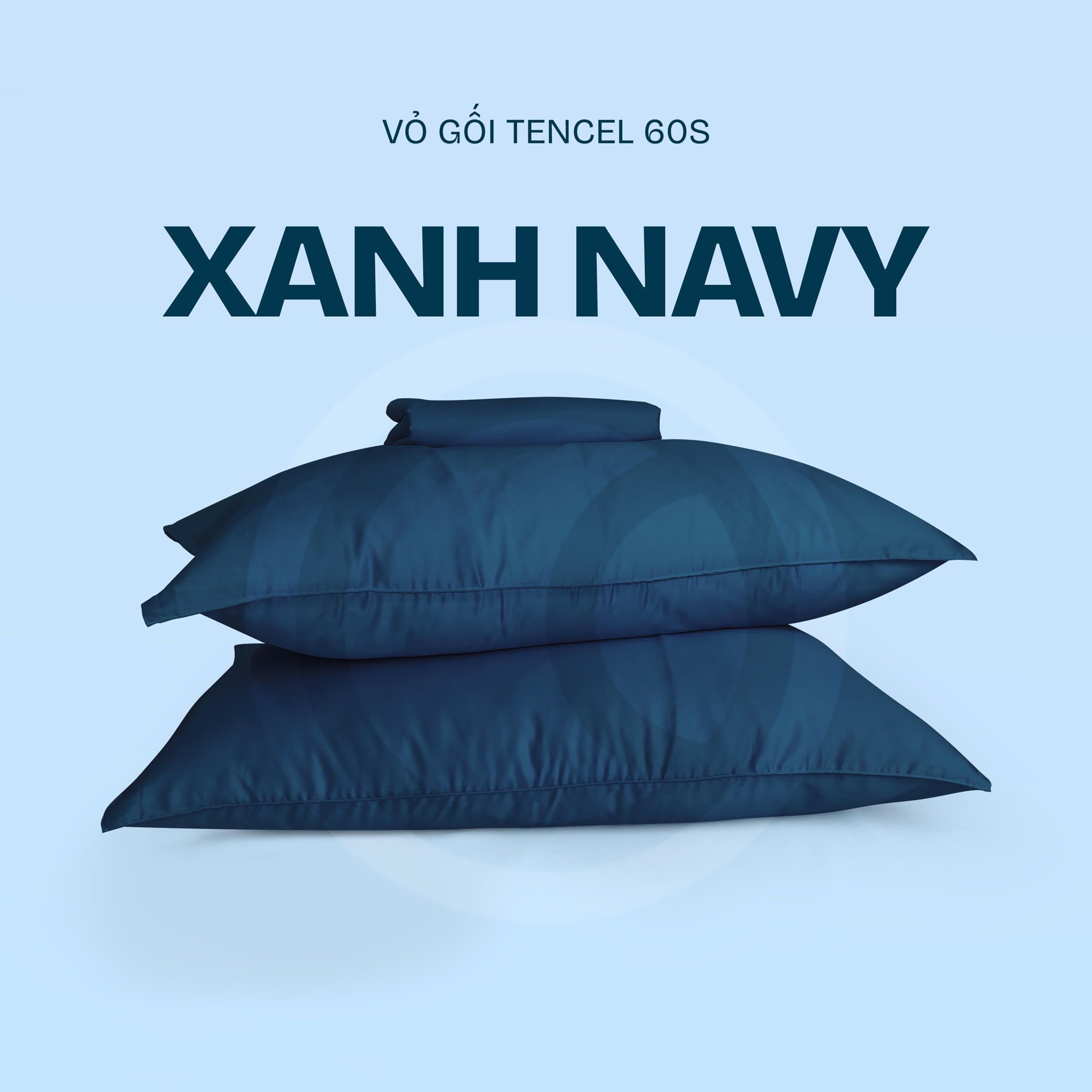 Vỏ gối Tencel 60s CHU MY - Xanh Navy - TS-125 - Hình ảnh 1