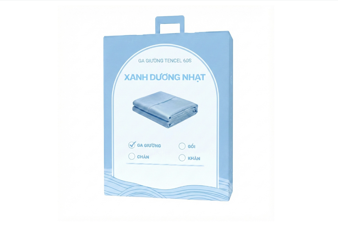 Ga giường Tencel 60s CHU MY - Xanh Dương Nhạt - TS-117 - Hình ảnh 1