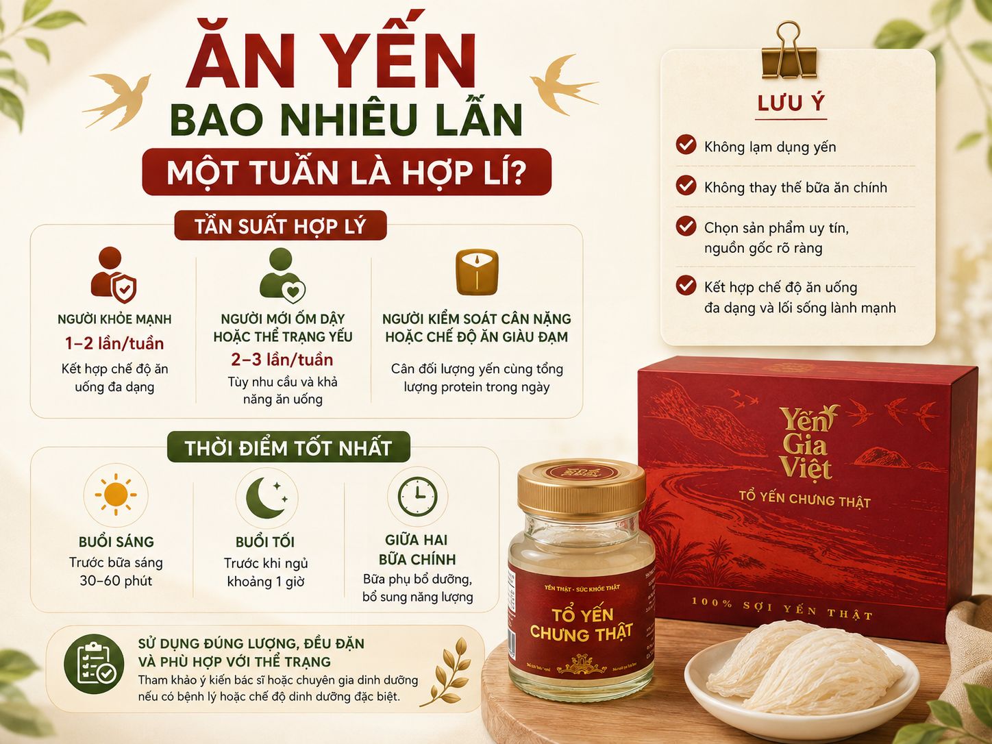 ĂN YẾN BAO NHIÊU LẦN MỘT TUẦN LÀ HỢP LÍ?