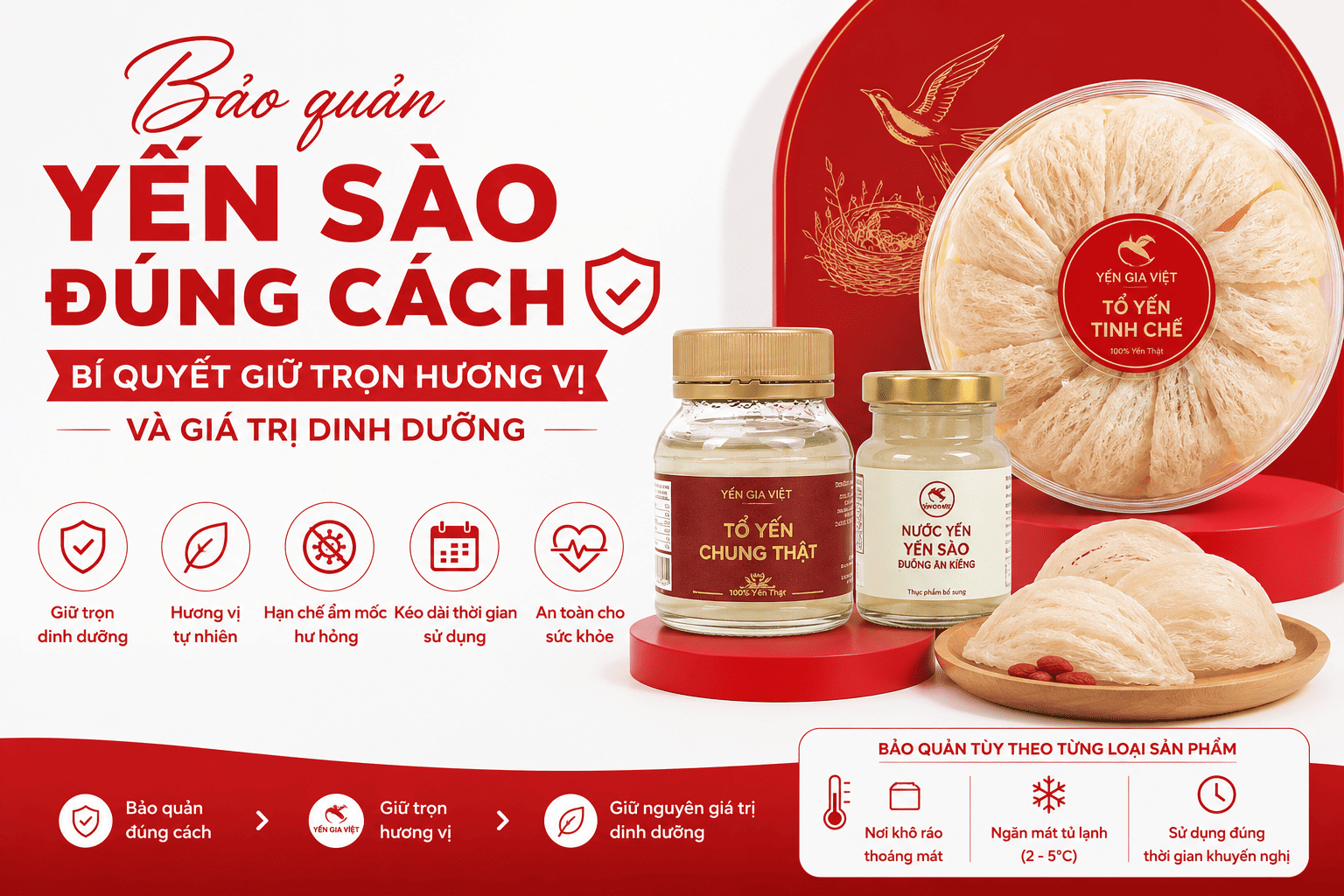 Bảo quản yến sào đúng cách: Bí quyết giữ trọn hương vị và giá trị dinh dưỡng