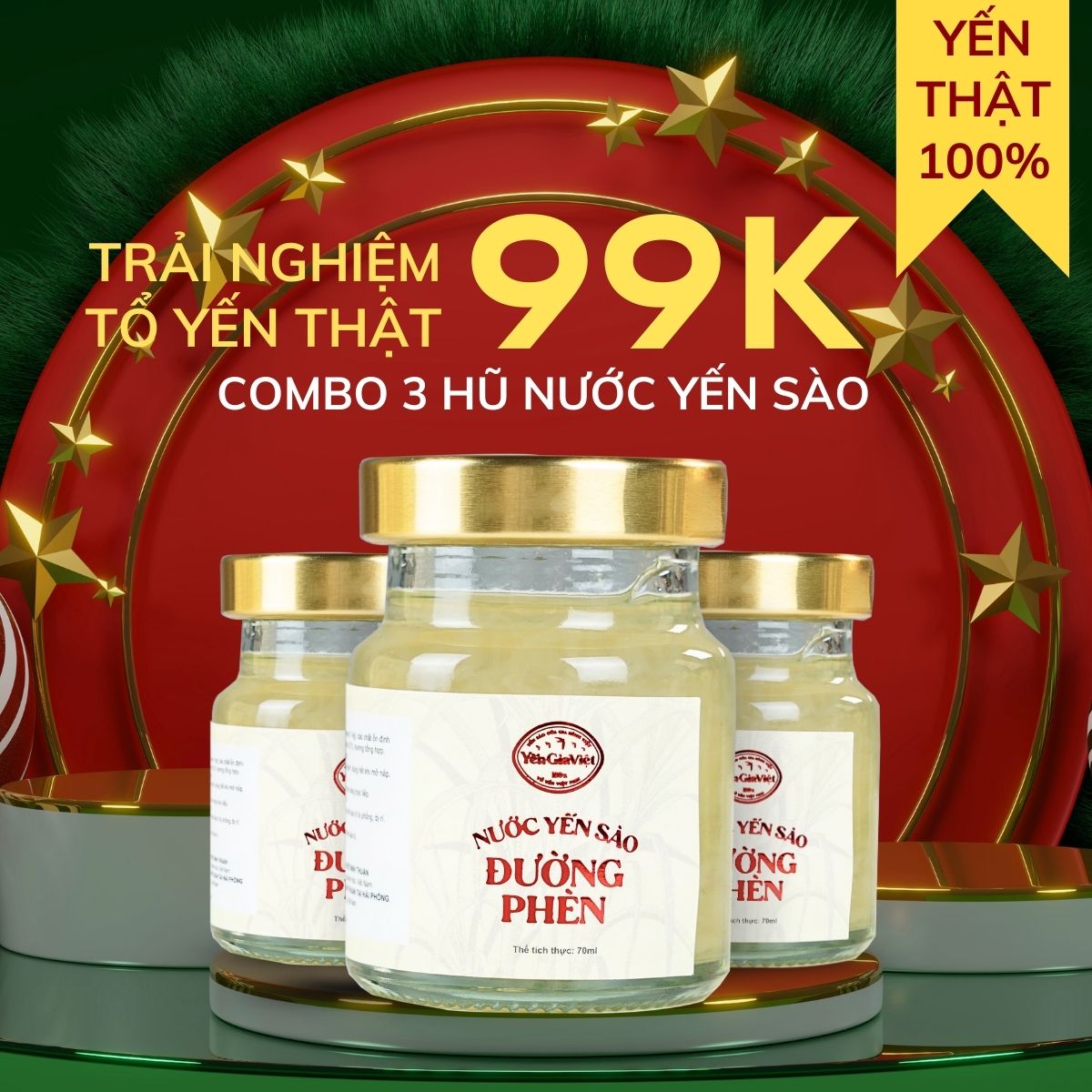 Combo 3 Hũ Nước Yến Sào Đường Phèn 70ml