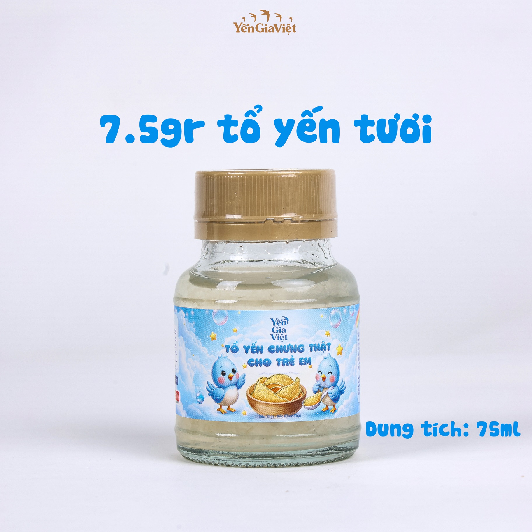 [Set 6 hũ 7.5g Yến Tươi] Tổ Yến Chưng Thật cho bé Yến Gia Việt cao cấp, giúp tăng cường đề kháng, ăn ngon - hũ 75ml