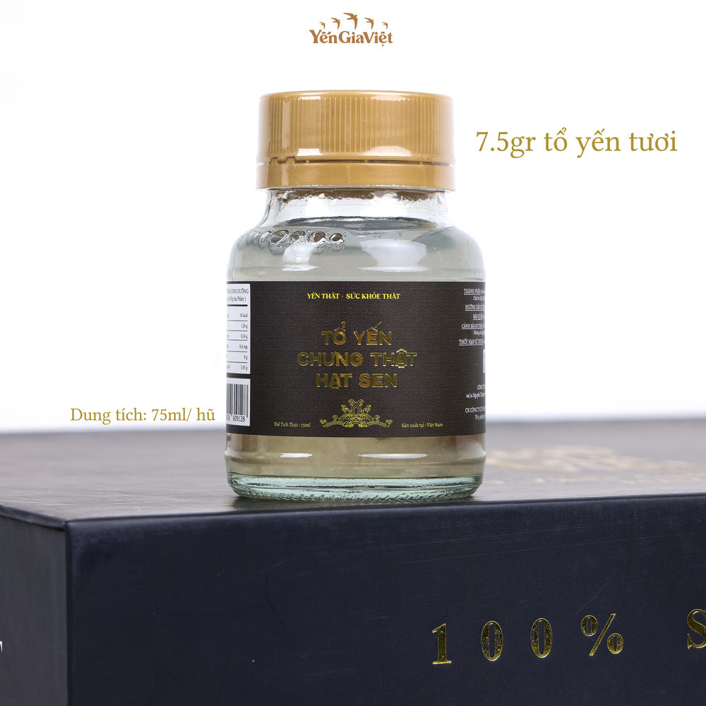 Tổ Yến Chưng Thật Hạt Sen 75ml - Hộp 6 hũ